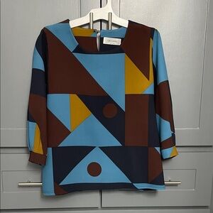 Women's Colorblock Top - Blue, Brown, Yellow